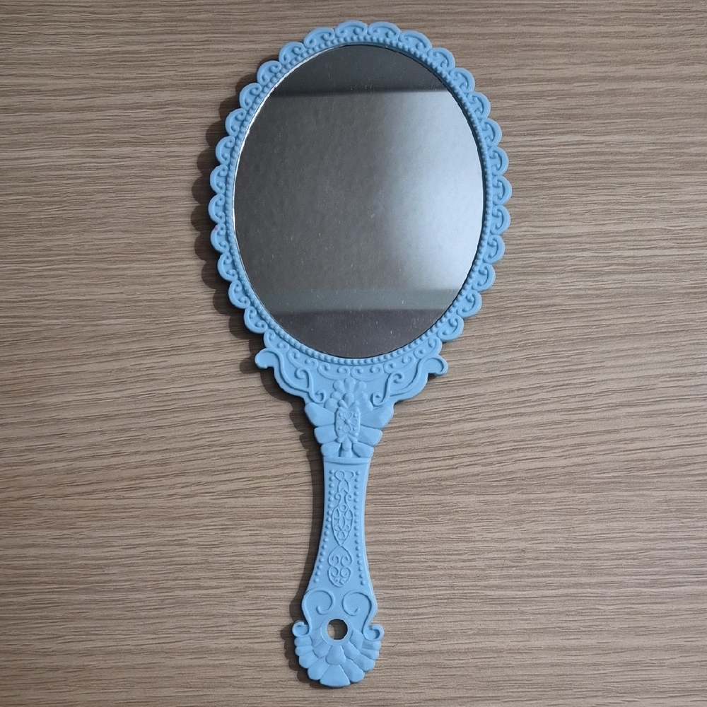 Ornate Light Blue Hand Mirror